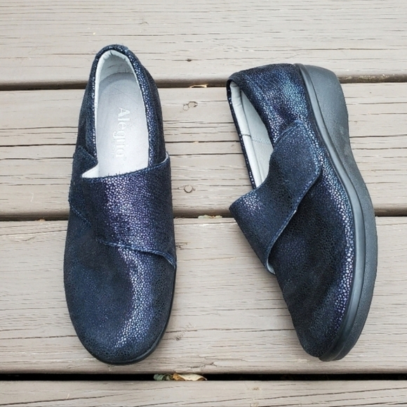 Alegria Lauryn Cosmos Iridescent Metallic Blue Purple Slip-on Clogs 40 - Picture 1 of 8